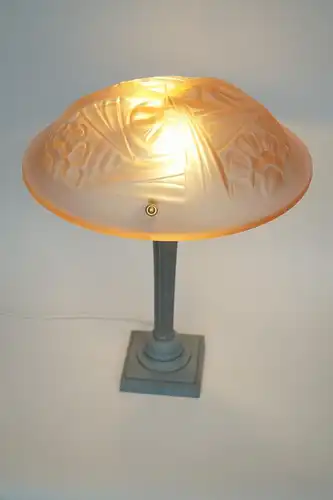 Art Déco Jugendstil Lampe Tischleuchte "BLUE ROSE" Leuchte Einzelstück Degué