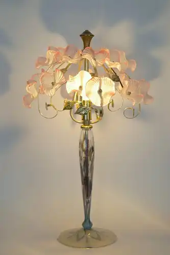 Jugendstil Lampe "GLAS ROSES" Einzelstück sig. "Vera Bauer" Kunstglas Lampe