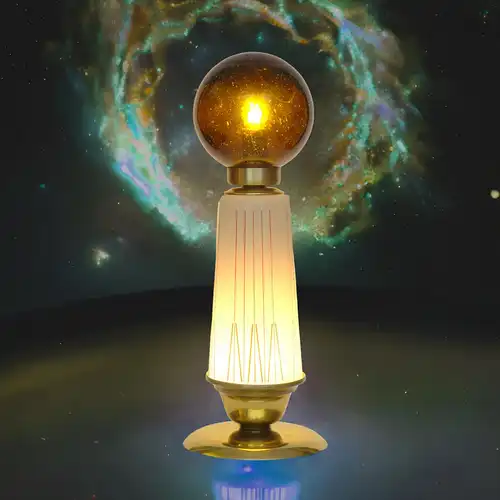 Space Age Tischleuchte "KOSMODROM" Messinglampe Unikat