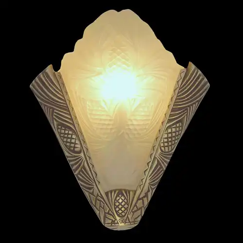 Große franz. Art Deco Wandlampe Wandapplik "PARIS STARLIGHT" Bronze Messing