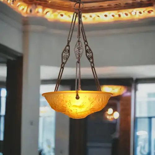 Französische original Art Deco Deckenlampe "FLOWER HONEY" Hängelampe  Nancy