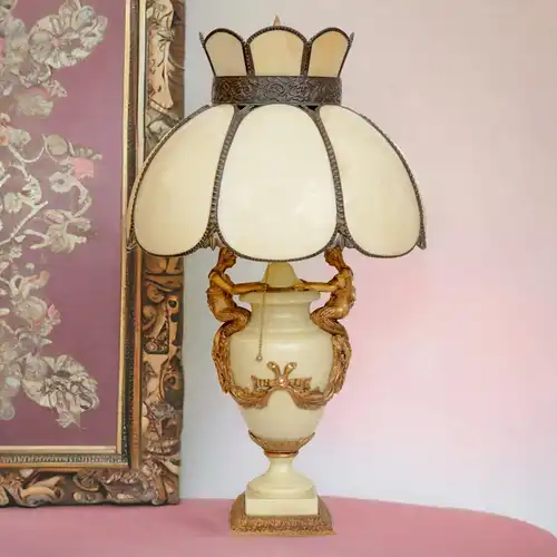 Große JUGENDSTIL Prunkleuchte klassisch Figur Amphore Lampe Leuchte Tiffany