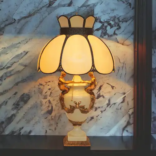 Große JUGENDSTIL Prunkleuchte klassisch Figur Amphore Lampe Leuchte Tiffany