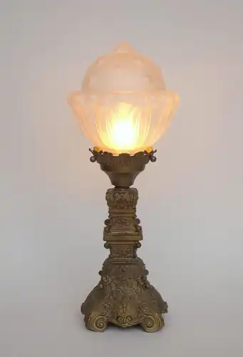 Original JUGENDSTIL Tischleuchte "GOLDEN ACORN" Messinglampe 1920
