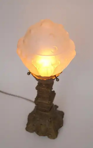 Original JUGENDSTIL Tischleuchte "GOLDEN ACORN" Messinglampe 1920