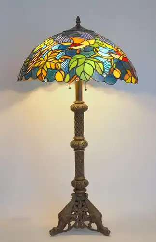 Jugendstil Tiffany Lampe Prunkleuchte "BIRDS OF PARADISE" 1900 Lampe Unikat