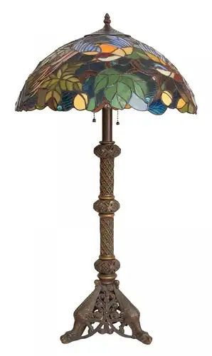 Jugendstil Tiffany Lampe Prunkleuchte "BIRDS OF PARADISE" 1900 Lampe Unikat