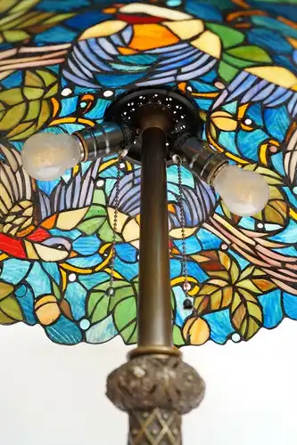 Jugendstil Tiffany Lampe Prunkleuchte "BIRDS OF PARADISE" 1900 Lampe Unikat