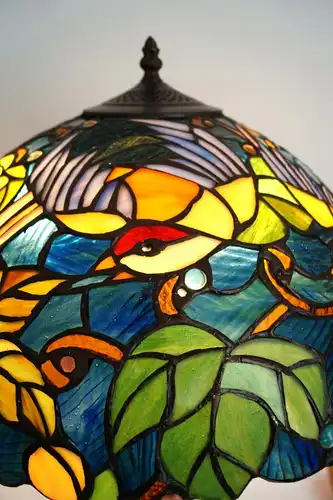 Jugendstil Tiffany Lampe Prunkleuchte "BIRDS OF PARADISE" 1900 Lampe Unikat