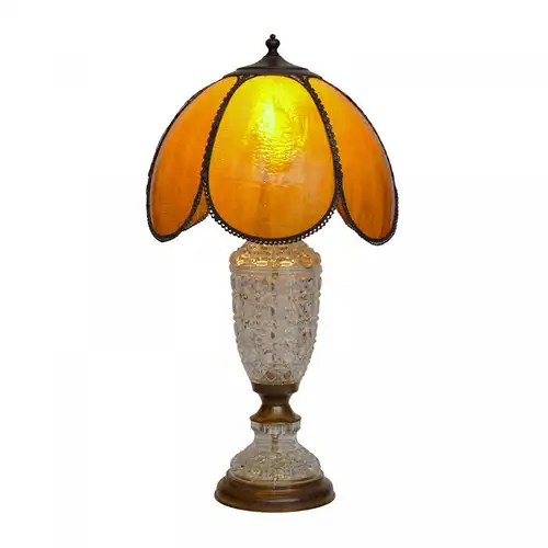 ART DECO Tischleuchte "AMBER SHINE" Bleikristall Tiffany Schreibtischlampe