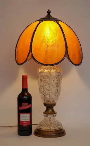 ART DECO Tischleuchte "AMBER SHINE" Bleikristall Tiffany Schreibtischlampe