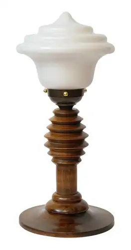 Art Deco Lampe Tischlampe zierlich Holz "TRANSFORMATOR" 1930 Leuchte