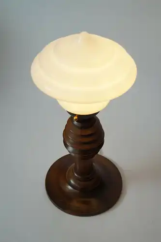 Art Deco Lampe Tischlampe zierlich Holz "TRANSFORMATOR" 1930 Leuchte