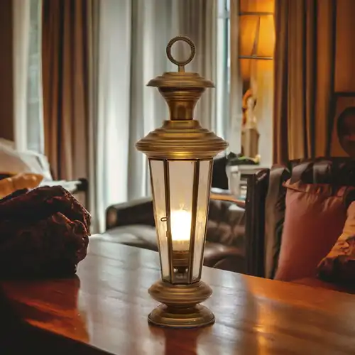 Wunderschöne original Jugendstil Laterne Tischlampe Unikat Messinglampe