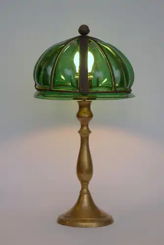 Vintage Tischlampe "GREENY" Messinglampe Unikat Leuchte Laterne Lampe Sammler
