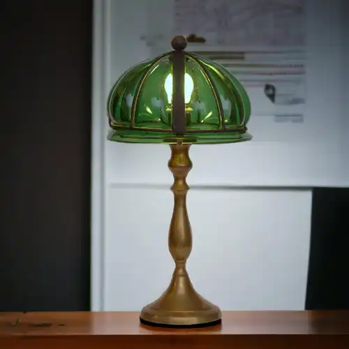 Vintage Tischlampe "GREENY" Messinglampe Unikat Leuchte Laterne Lampe Sammler