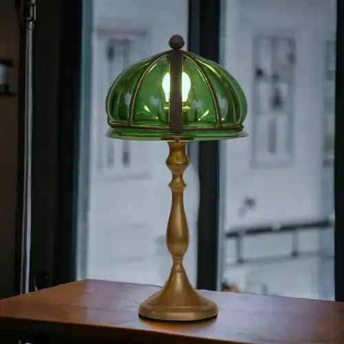 Vintage Tischlampe "GREENY" Messinglampe Unikat Leuchte Laterne Lampe Sammler