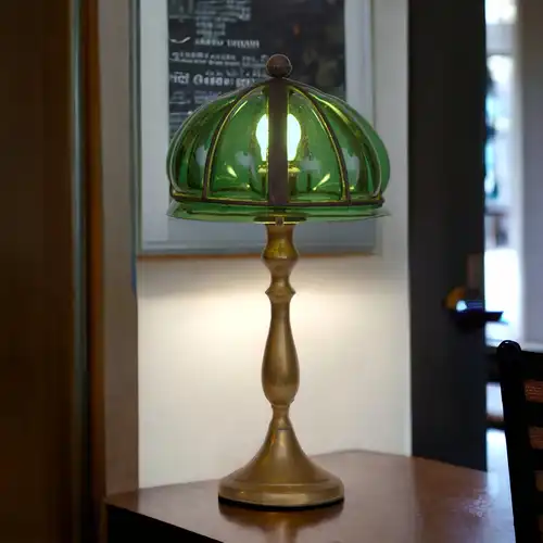 Vintage Tischlampe "GREENY" Messinglampe Unikat Leuchte Laterne Lampe Sammler