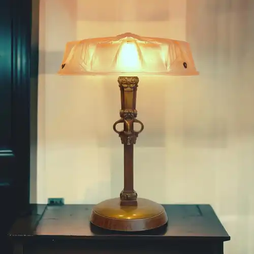 Art Deco Lampe Leuchte Schreibtisch"RING OF TITANS" Mueller France original