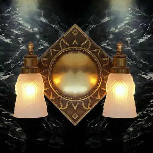 Art Deco Wandleuchte "RAYONS DU SOLEIL" Messinglampe Einzelstück Unikat Lampe