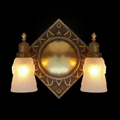Art Deco Wandleuchte "RAYONS DU SOLEIL" Messinglampe Einzelstück Unikat Lampe