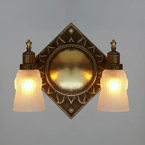 Art Deco Wandleuchte "RAYONS DU SOLEIL" Messinglampe Einzelstück Unikat Lampe