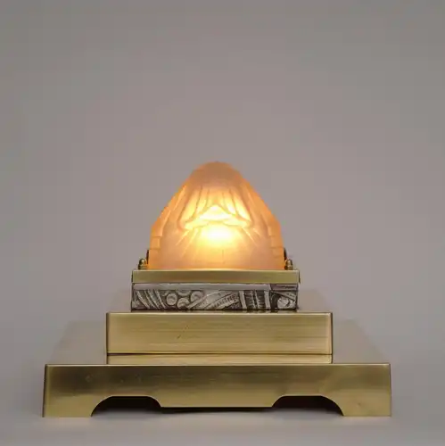 Einzigartige Art Déco Tischleuchte "THE EGYPT" Messinglampe Schneider France