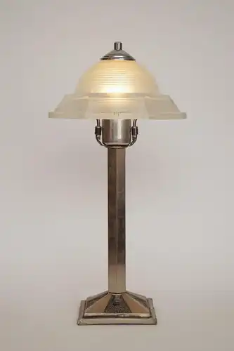 Art Deco Design Lampe Leuchte Tischleuchte "ARTEMIS" vernickelt Lampe vintage