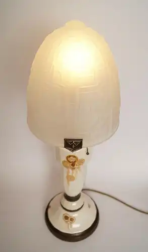 Art Déco Lampe Tischlampe sehr groß Majolika Keramik Jugendstil Leuchte