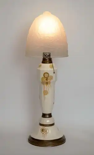 Art Déco Lampe Tischlampe sehr groß Majolika Keramik Jugendstil Leuchte