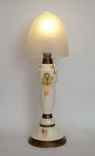 Art Déco Lampe Tischlampe sehr groß Majolika Keramik Jugendstil Leuchte