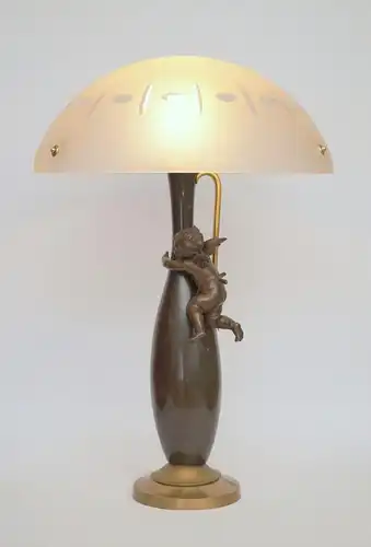 Jugendstil Lampe Tischleuchte "PETIT DIABLE" Tischlampe Sammlerstück Putto