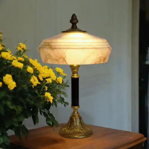 Art Deco Lampe Tischleuchte "THE CLASSIC" Unikat Fensterbank Messinglampe