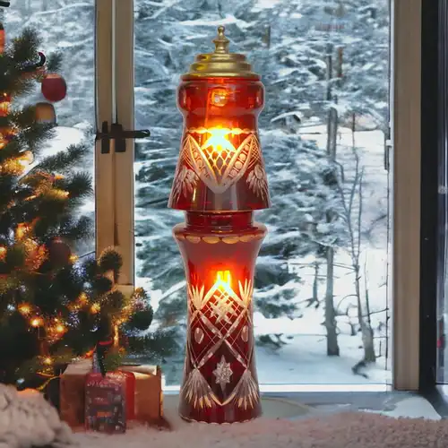 Unikat Jugendstil Weihnachts-Laterne "X-MAS" Tischlampe Lampe Laterne