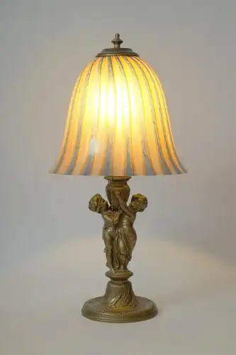 Jugendstil Lampe Tischlampe Leuchte Tischlampe Messinglampe "GOLDEN ANGEL"