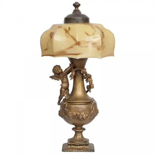 Jugendstil Putto Tischlampe "ANGEL WINGS" 1910 Unikat Lampe
