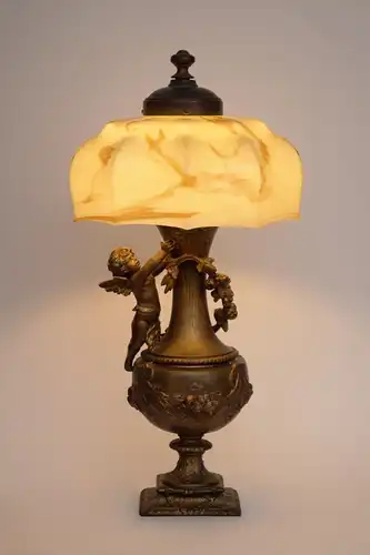 Jugendstil Putto Tischlampe "ANGEL WINGS" 1910 Unikat Lampe