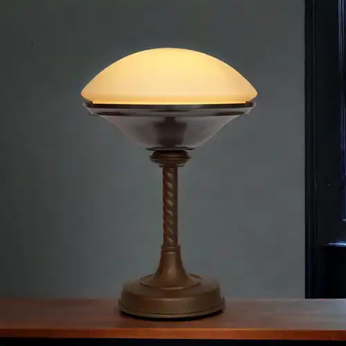 Art Deco Tischlampe "SAUCER" Unikat Messingleuchte Berlin Lampe