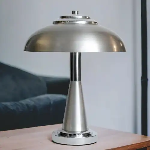 Lampe Bankerleuchte "LISSABON" Edelstahl 80s Schreibtischlampe Leuchte