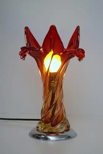 Landhaus Tischlampe "RED BLOSSOM" Lampe Bleiglas Unikat Sammler