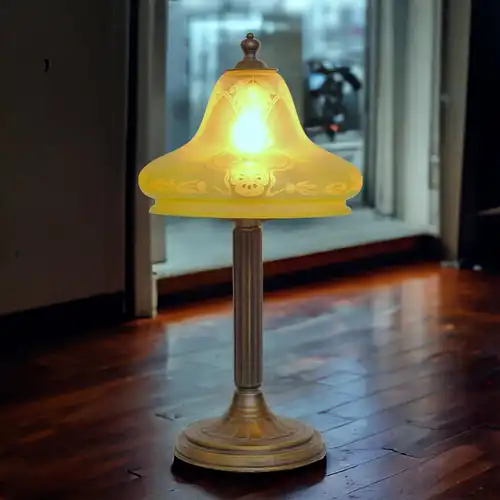 Lampe de table Art Nouveau originale "Kastanienallee" verre très rare 1910