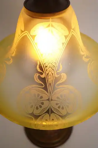 Original Jugendstil Tischlampe "KASTANIENALLEE" sehr seltenes Glas 1910