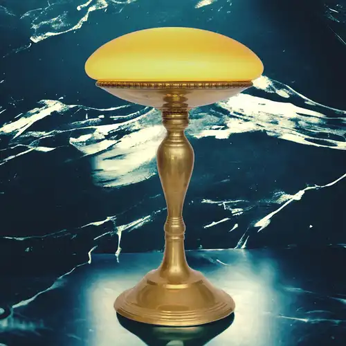 Unikat Art Deco Tischlampe "THE SAUCER" Einzelstück Messinglampe Vintage