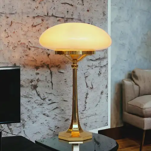 Tolle Wiener Art Deco Messinglampe "VIENNA GOLD" Pilzleuchte Schreibtischlampe