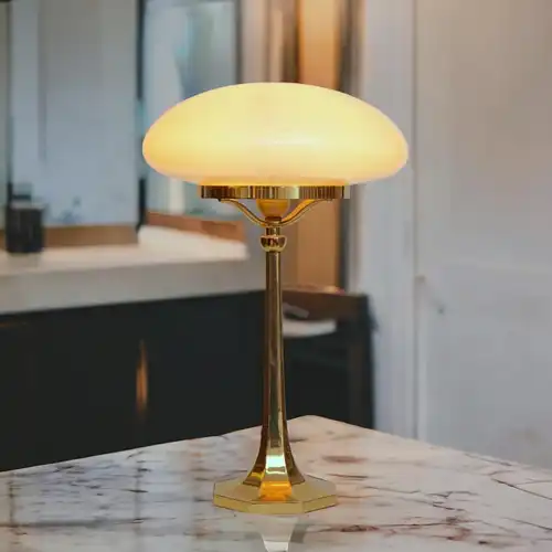 Grande lampe en laiton "VIENNA GOLD" lampe de bureau à champignons Art Deco