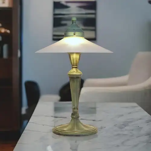 Unikat Jugendstil Tischlampe "GREEN & WHITE" Shabby Chic Tischleuchte Lampe