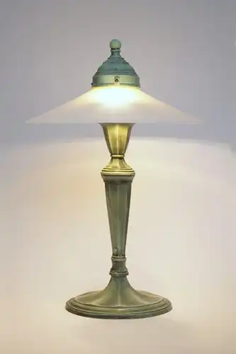 Unikat Jugendstil Tischlampe "GREEN & WHITE" Shabby Chic Tischleuchte Lampe