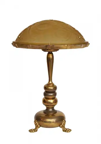 Unikat Art Deco Schreibtischlampe "YELLOW ROSE" Einzelstück Messinglampe Lampe