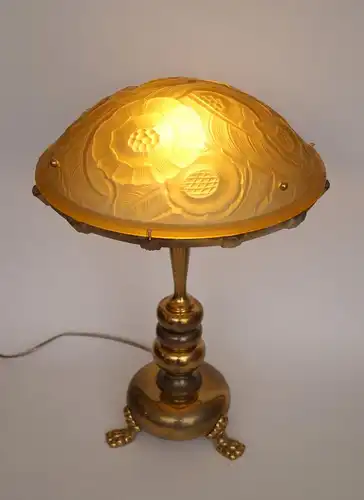 Lampe de bureau "YELLOW ROSE" unique Art Deco lampe en laiton