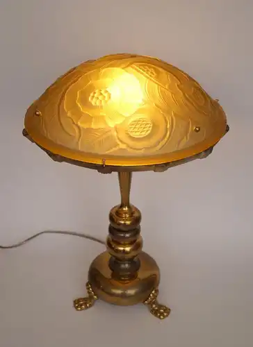 Unikat Art Deco Schreibtischlampe "YELLOW ROSE" Einzelstück Messinglampe Lampe